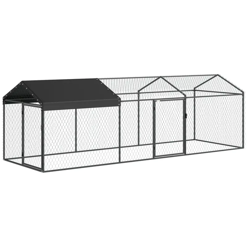 Gallinero para Exterior Grande 3x1x1 m Gallinero Metálico con Cubierta Tela Oxford Anti-UV e Impermeable Negro