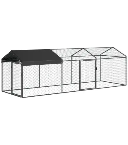 Gallinero para Exterior Grande 3x1x1 m Gallinero Metálico con Cubierta Tela Oxford Anti-UV e Impermeable Negro