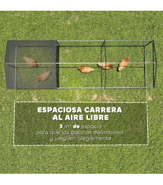 Gallinero para Exterior Grande 3x1x1 m Gallinero Metálico con Cubierta Tela Oxford Anti-UV e Impermeable Negro