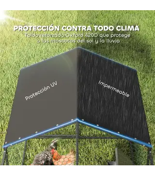 Gallinero para Exterior Grande 3x1x1 m Gallinero Metálico con Cubierta Tela Oxford Anti-UV e Impermeable Negro