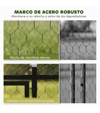 Gallinero para Exterior Grande 3x1x1 m Gallinero Metálico con Cubierta Tela Oxford Anti-UV e Impermeable Negro