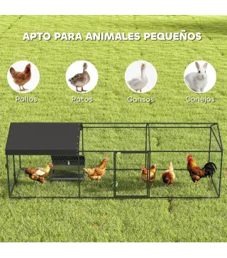 Gallinero para Exterior Grande 3x1x1 m Gallinero Metálico con Cubierta Tela Oxford Anti-UV e Impermeable Negro