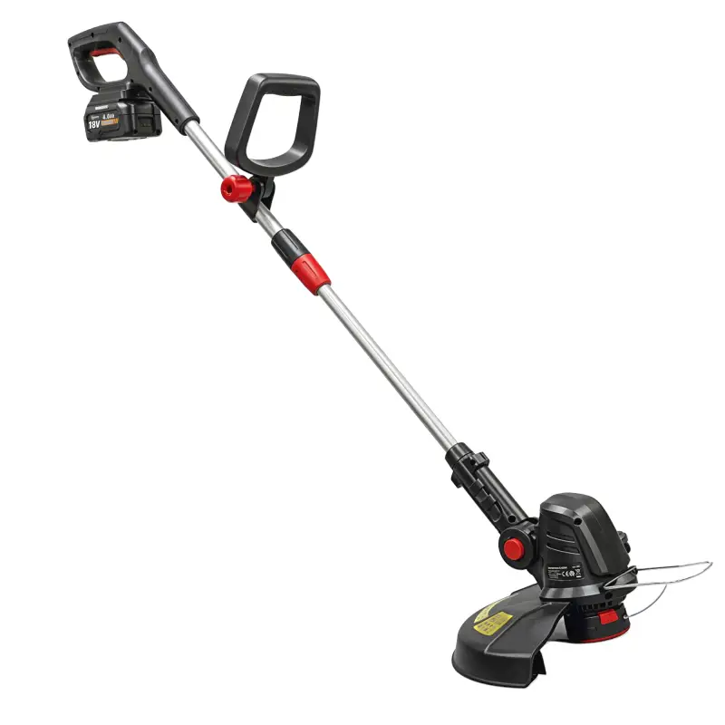 Desbrozadora Batería 18V con 2 Baterías de 4.0Ah y Cargador Barra Ajustable Cabezal y Mango Regulables Plateado