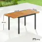 Mesa de Jardín Extensible 100/150x70 cm de Madera y Metal con Agujero para Sombrilla para 4-6 Personas Teca