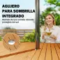 Mesa de Jardín Extensible 100/150x70 cm de Madera y Metal con Agujero para Sombrilla para 4-6 Personas Teca
