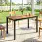 Mesa de Jardín Extensible 100/150x70 cm de Madera y Metal con Agujero para Sombrilla para 4-6 Personas Teca