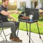Barbacoa de Gas Portátil 2 en 1 Propano 7 kW de Mesa o de Pie con Plancha Grande Patas Desmontables Negro