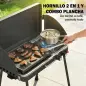 Barbacoa de Gas Portátil 2 en 1 Propano 7 kW de Mesa o de Pie con Plancha Grande Patas Desmontables Negro