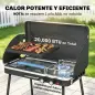 Barbacoa de Gas Portátil 2 en 1 Propano 7 kW de Mesa o de Pie con Plancha Grande Patas Desmontables Negro
