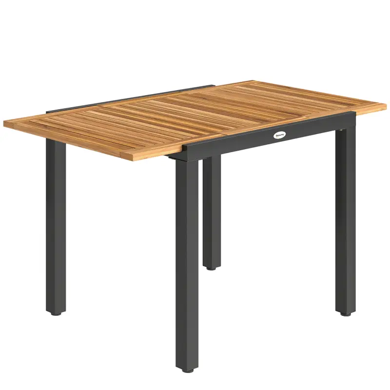 Mesa de Jardín Extensible 120/80x70 cm Estructura de Acero y Tablero de Madera de Acacia para 4-6 Personas Natural Mesa de Jardín Extensible 120/80x70 cm Estructura de Acero y Tablero de Madera de Acacia para 4-6 Personas Natural