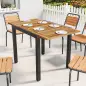 Mesa de Jardín Extensible 120/80x70 cm Estructura de Acero y Tablero de Madera de Acacia para 4-6 Personas Natural