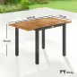 Mesa de Jardín Extensible 120/80x70 cm Estructura de Acero y Tablero de Madera de Acacia para 4-6 Personas Natural