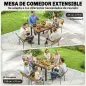Mesa de Jardín Extensible 120/80x70 cm Estructura de Acero y Tablero de Madera de Acacia para 4-6 Personas Natural