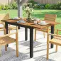 Mesa de Jardín Extensible 120/80x70 cm Estructura de Acero y Tablero de Madera de Acacia para 4-6 Personas Natural