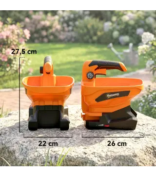 Esparcidor Portátil 3,3 L 8 Niveles de Flujo Ancho Dispersión Ajustable Puerto USB para Césped Sal hasta 800 m² Naranja