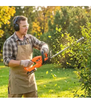 Cortasetos Batería 18V con Batería de 2000mAh Hoja de Doble Acción 51 cm Motor sin Escobillas y Cargador Naranja