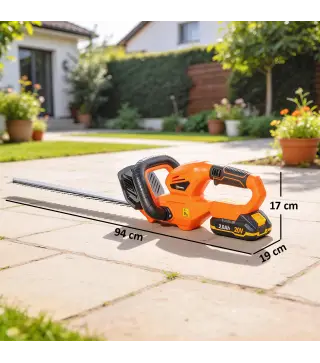 Cortasetos Batería 18V con Batería de 2000mAh Hoja de Doble Acción 51 cm Motor sin Escobillas y Cargador Naranja