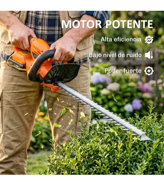 Cortasetos Batería 18V con Batería de 2000mAh Hoja de Doble Acción 51 cm Motor sin Escobillas y Cargador Naranja