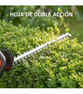 Cortasetos Batería 18V con Batería de 2000mAh Hoja de Doble Acción 51 cm Motor sin Escobillas y Cargador Naranja