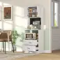 Mueble Auxiliar de Cocina con Soporte para Microondas 2 Cajones 2 Puertas y Panel Perforado de Metal Blanco