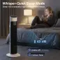 Ventilador de Torre Silencioso con Control Remoto 3 Velocidades 3 Modos Temporizador 7,5H Oscilación 70° Blanco y Negro