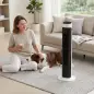 Ventilador de Torre Silencioso con Control Remoto 3 Velocidades 3 Modos Temporizador 7,5H Oscilación 70° Blanco y Negro