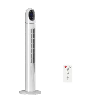 Ventilador de Torre con Control Remoto 3 Velocidades 3 Modos Temporizador 24H Oscilación 70° Pantalla LED Blanco