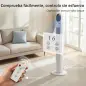 Ventilador de Torre con Control Remoto 3 Velocidades 3 Modos Temporizador 24H Oscilación 70° Pantalla LED Blanco