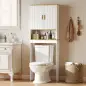 Estantería para Baño sobre Inodoro de 3 Niveles con Estante Abierto 2 Puertas y Estante Ajustable 64x20x170,5 cm Blanco