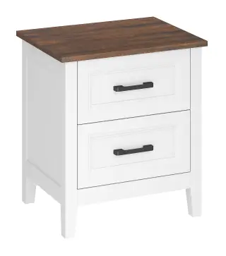 Mesilla de Noche con 2 Cajones Estilo Rústico Mesita para Salón Dormitorio 45x30x50 cm Blanco