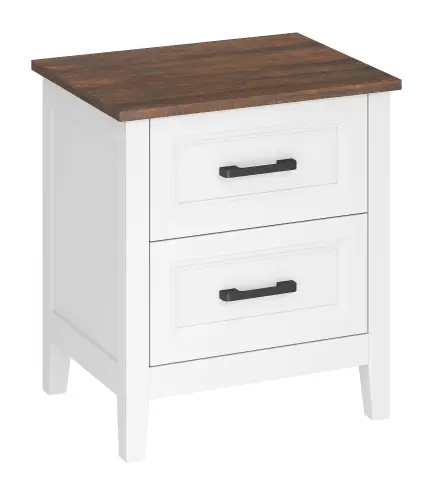 Mesilla de Noche con 2 Cajones Estilo Rústico Mesita para Salón Dormitorio 45x30x50 cm Blanco