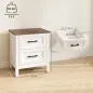 Mesilla de Noche con 2 Cajones Estilo Rústico Mesita para Salón Dormitorio 45x30x50 cm Blanco