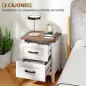 Mesilla de Noche con 2 Cajones Estilo Rústico Mesita para Salón Dormitorio 45x30x50 cm Blanco