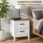 Mesilla de Noche con 2 Cajones Estilo Rústico Mesita para Salón Dormitorio 45x30x50 cm Blanco