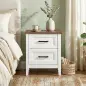 Mesilla de Noche con 2 Cajones Estilo Rústico Mesita para Salón Dormitorio 45x30x50 cm Blanco