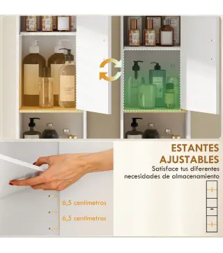 Columna de Baño Estrecha con Estantes Ajustables Cajón Compartimento Abierto 31,5x29,7x171,5 cm Blanco