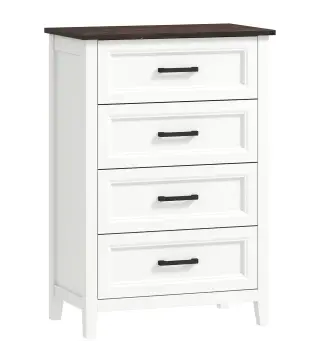 Cómoda Dormitorio Estrecho y Alto con Encimera Efecto Madera Cajonera para Espacios Pequeños 60x35x87 cm Blanco