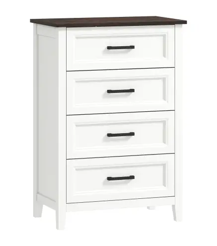 Cómoda Dormitorio Estrecho y Alto con Encimera Efecto Madera Cajonera para Espacios Pequeños 60x35x87 cm Blanco