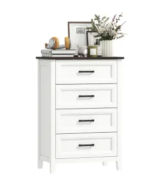 Cómoda Dormitorio Estrecho y Alto con Encimera Efecto Madera Cajonera para Espacios Pequeños 60x35x87 cm Blanco