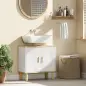 Mueble Bajo Lavabo con Estante Ajustable Armario para Lavabo sin Pedestal con Puertas Acanaladas 60x30x61 cm Blanco