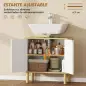 Mueble Bajo Lavabo con Estante Ajustable Armario para Lavabo sin Pedestal con Puertas Acanaladas 60x30x61 cm Blanco