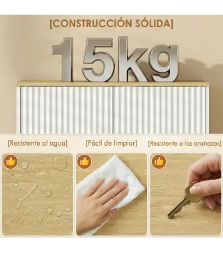 Mueble Bajo Lavabo con Estante Ajustable Armario para Lavabo sin Pedestal con Puertas Acanaladas 60x30x61 cm Blanco