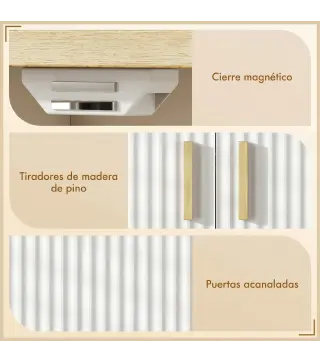 Mueble Bajo Lavabo con Estante Ajustable Armario para Lavabo sin Pedestal con Puertas Acanaladas 60x30x61 cm Blanco