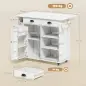 Isla de Cocina con Ruedas Tapa Abatible Especiero Toallero Armario 2 Cajones 117,5x70x91 cm Blanco