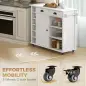Isla de Cocina con Ruedas Tapa Abatible Especiero Toallero Armario 2 Cajones 117,5x70x91 cm Blanco
