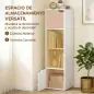 Estantería para Libros con 2 Puertas Librería Estrecha de 4 Niveles con 2 Estantes Abiertos 30x29x119 cm Blanco