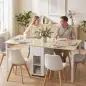 Mesa de Cocina Plegable para 6 Personas con Alas Abatibles Cajón Estantes Abiertos 168,2x85x73 cm Blanco