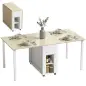 Mesa de Cocina Plegable para 6 Personas con Alas Abatibles Cajón Estantes Abiertos 168,2x85x73 cm Blanco