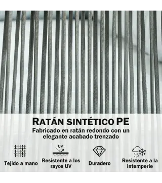 Conjunto de Muebles de Ratán de Exterior Sofá de Esquina con Cojines y Mesa de Centro para Terraza Patio Azul Claro