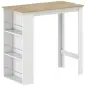 Mesa de Bar Mesa de Bistró Mesa de Comedor Mesa Alta con 3 Estantes Laterales y Estructura de Madera 112x57x106cm Blanco